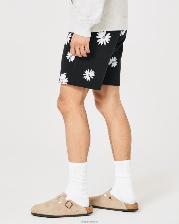 Bottoms Hollister Men Terry Fleece Floral Pattern Shorts 7\\ 488201283 Black Floral